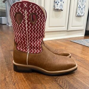 Twisted X Brown and Red Zigzag Western Boots